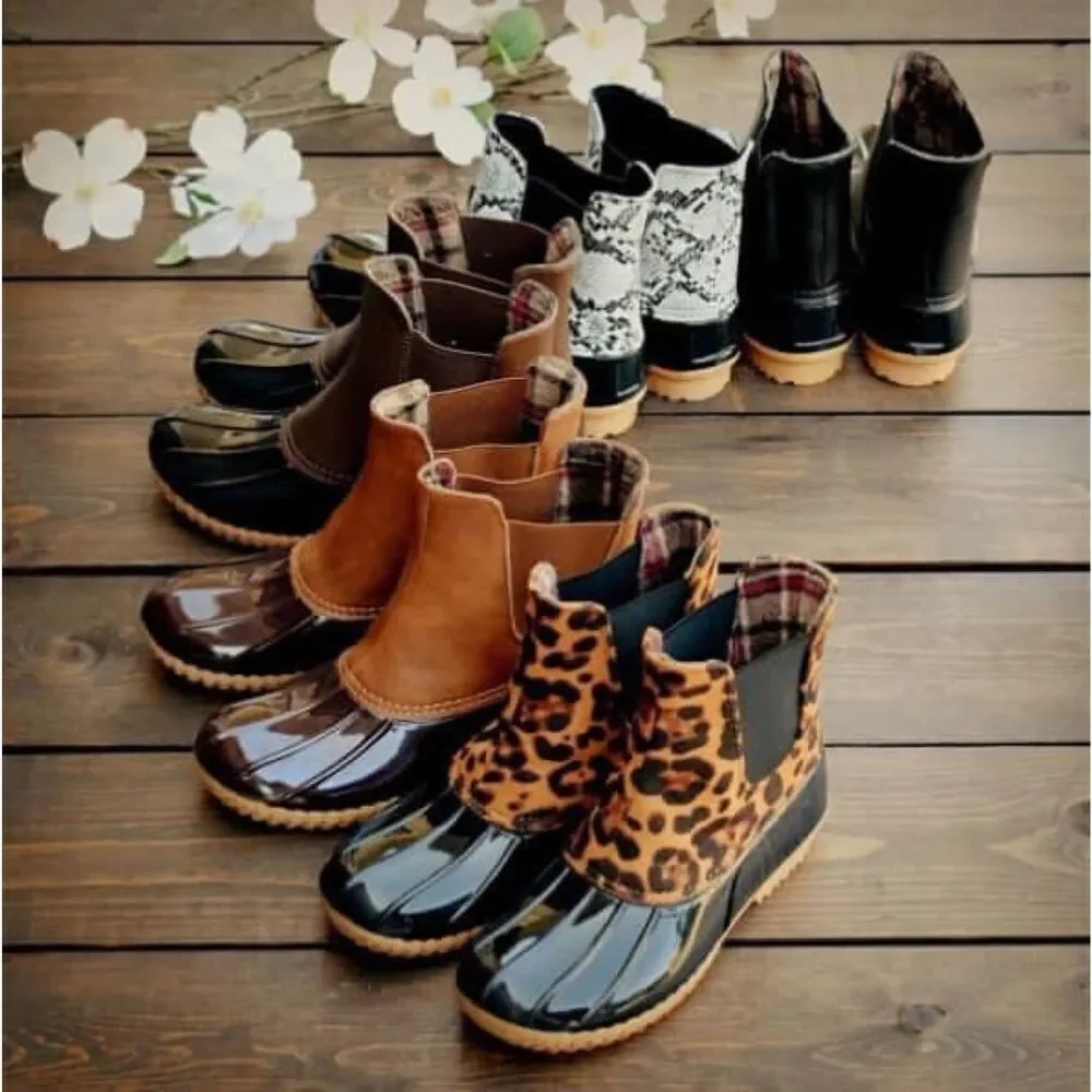 Waterproof Brown Rain Boots Women Trendy Brand New Slip On Shoes